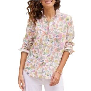 Frank & Eileen Pastel Floral Relaxed Fit Button-Down Linen Shirt, Sz XS